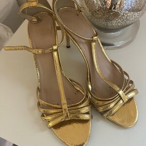 Gold T strap heels